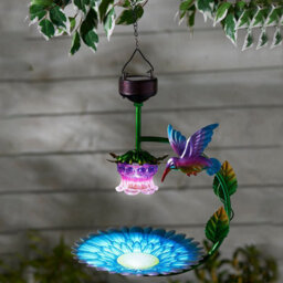 Hanging Seed And Nut Tray Feeder Station With Bird Bath, Solar-Powered, Durable, And Decorative Design - thumbnail 3