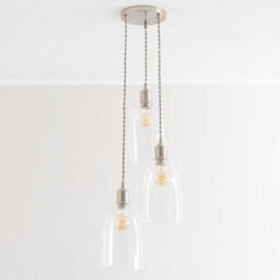 Valuelights Kira Glass Cloche Dome 3 Drop Cluster Brushed Chrome Ceiling Pendant Light - thumbnail 5