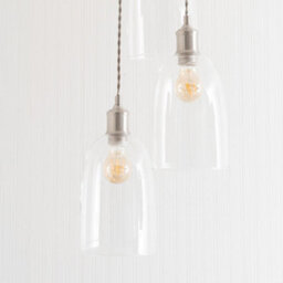 Valuelights Kira Glass Cloche Dome 3 Drop Cluster Brushed Chrome Ceiling Pendant Light - thumbnail 3