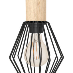 Eglo Palmorla Black Wire Steel & Wood 3 Light Pendant - thumbnail 3