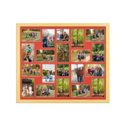 AK Frames 80X70Cm Light Oak Classic Multi Photo Frame With Poppy Red Mount - Holds 20 Apertures (18X) 6X4, (2X) 4X4 Photos