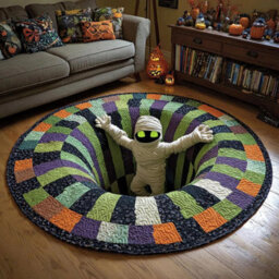 Amorly Halloween 3D Vortex Illusion Round Rug, Skeleton Hole Optical Illusion Area Rug, Non Slip Halloween Decor Floor Mat - thumbnail 1