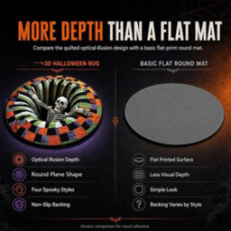 Amorly Halloween 3D Vortex Illusion Round Rug, Skeleton Hole Optical Illusion Area Rug, Non Slip Halloween Decor Floor Mat - thumbnail 4
