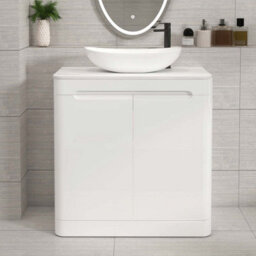 Royal Bathrooms Venice 800mm Gloss White Freestanding Bathroom Countertop Vanity Unit 2 Door With Cesar Basin - thumbnail 1