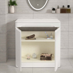 Royal Bathrooms Venice 800mm Gloss White Freestanding Bathroom Countertop Vanity Unit 2 Door With Cesar Basin - thumbnail 5