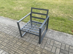 Fimous Aluminium 3 Pieces Garden Furniture Sofa Set Chair With Table Including Cushions Dark Grey - thumbnail 5