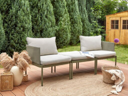 Beliani Garden Lounge Set With Table 2 Seater Terracina Metal Olive Green - thumbnail 2