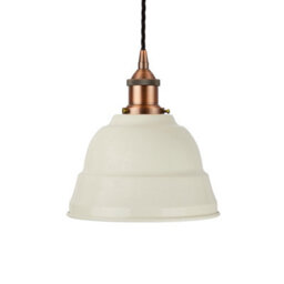Clay White Lincoln Painted Dome Pendant Light With Matt Antique Copper Lamp Holder And Black Twisted Cable - Se Home - thumbnail 1