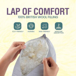 Nod Off 100% British Wool Pillow For Natural Sleep Quilted Wool Temperature Regulating Bed Pillow Adjustable Anti-Allergy Washable - thumbnail 7