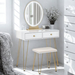 2 Drawer Dressing Table With Mirror, Led Lights And Stool - thumbnail 3
