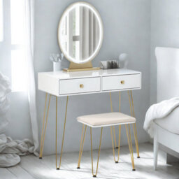 2 Drawer Dressing Table With Mirror, Led Lights And Stool - thumbnail 4