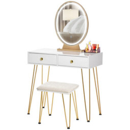 2 Drawer Dressing Table With Mirror, Led Lights And Stool - thumbnail 5