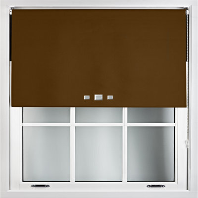 Furnished Blackout Roller Blinds With Triple Square Eyelets And Metal Fittings- Brown Trimmable (W)100Cm (L)165Cm