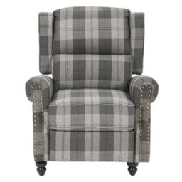 Living And Home Grey-Black Fabric Upholstered Sofa Pushback Reclining Chair Armchair - thumbnail 3