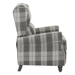 Living And Home Grey-Black Fabric Upholstered Sofa Pushback Reclining Chair Armchair - thumbnail 4