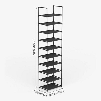 10 Tier Metal Shoe Rack Sturdy Steel Shelf Footwear Stand For Small Space Dorm - image 1