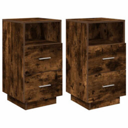 Berkfield Bedside Cabinets 2 Pcs With 2 Drawers Smoked Oak 36X36X68 Cm - thumbnail 2
