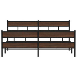 Berkfield Metal Bed Frame Without Mattress Brown Oak 200X200 Cm - thumbnail 4