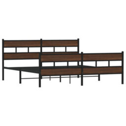 Berkfield Metal Bed Frame Without Mattress Brown Oak 200X200 Cm - thumbnail 3