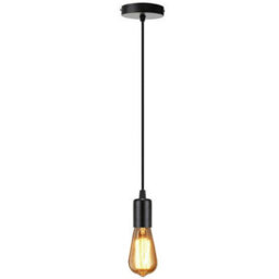 Ledsone Vintage Pendant Light Fitting, Modern Retro Industrial Style E27 Black Lamp Holder Black Ceiling Rose, 1M - thumbnail 2