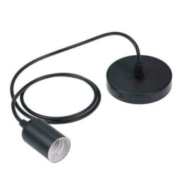 Ledsone Vintage Pendant Light Fitting, Modern Retro Industrial Style E27 Black Lamp Holder Black Ceiling Rose, 1M - thumbnail 3