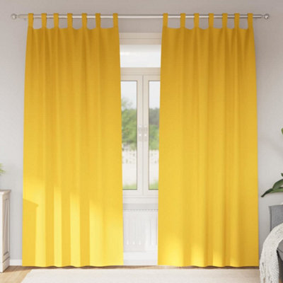 Berkfield Curtains 2 Pcs Mustard Yellow 260 X 140 Cm Polyester - image 1