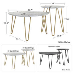 Novogratz Athena Nesting Tables In Black Marble Look - thumbnail 4