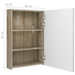 Berkfield Led Bathroom Mirror Cabinet White And Oak 50X13X70 Cm - thumbnail 8