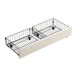 Abrihome Velvet Upholstered Double Bed With Storage, Headboard & Slats - Cream, 135X190Cm, No Mattress - thumbnail 5