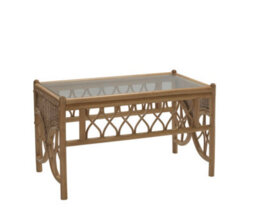 Desser Oslo Light Oak Natural Rattan Coffee Table With Glass Top Table Real Cane Wicker Tea Table - H49 X W79 X D48Cm