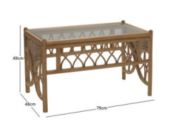 Desser Oslo Light Oak Natural Rattan Coffee Table With Glass Top Table Real Cane Wicker Tea Table - H49 X W79 X D48Cm - thumbnail 2