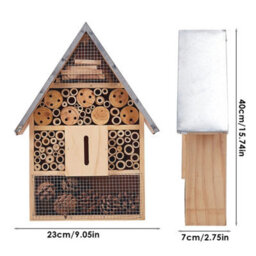 Insect Wooden Hotel Metal Roof Nesting Home Bee Keeping Bug Garden Ladybird Box B 23X7X40Cm - thumbnail 2