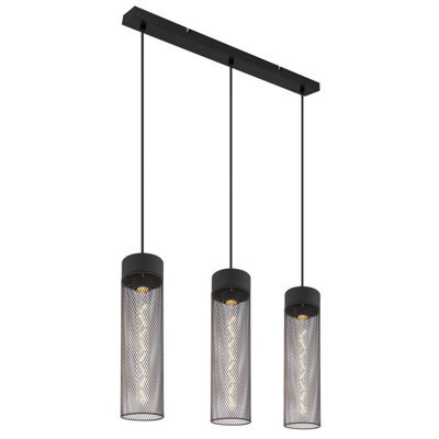 Luminosa Lighting Luminosa Hans Bar Pendant Ceiling Light Matt Black 3X E27 - image 1