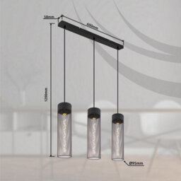 Luminosa Lighting Luminosa Hans Bar Pendant Ceiling Light Matt Black 3X E27 - thumbnail 6