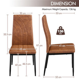 Yaheetech 4Pcs Retro Brown Upholstered Faux Leather Dining Chairs With Petal Accented High Backrest - thumbnail 4