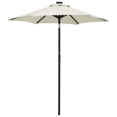 Berkfield Parasol With Led Lights Sand 200X211 Cm Aluminium - image 1