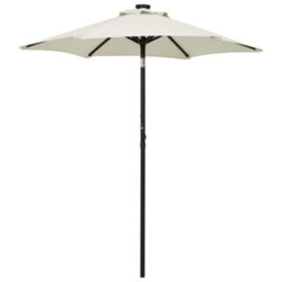 Berkfield Parasol With Led Lights Sand 200X211 Cm Aluminium - thumbnail 1