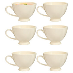Dibor Set Of 6 Montmartre Large White Ceramic Tea Cups Coffee Mugs H9.7Cm X Dia13.5Cm - thumbnail 2