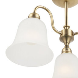 Happy Homewares Classic And Ornate Aged Brass Ceiling Light Fitting With Glass Shades - thumbnail 5
