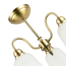 Happy Homewares Classic And Ornate Aged Brass Ceiling Light Fitting With Glass Shades - thumbnail 4