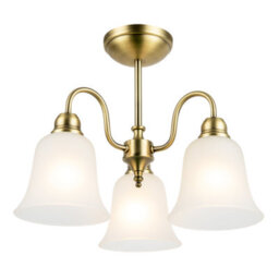 Happy Homewares Classic And Ornate Aged Brass Ceiling Light Fitting With Glass Shades - thumbnail 2