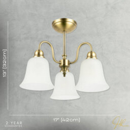 Happy Homewares Classic And Ornate Aged Brass Ceiling Light Fitting With Glass Shades - thumbnail 7