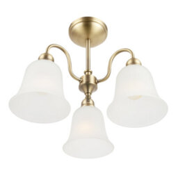 Happy Homewares Classic And Ornate Aged Brass Ceiling Light Fitting With Glass Shades - thumbnail 3