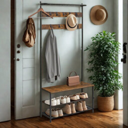 Entryway Hall Tree Coat Rack Stand With Shoe Storage
