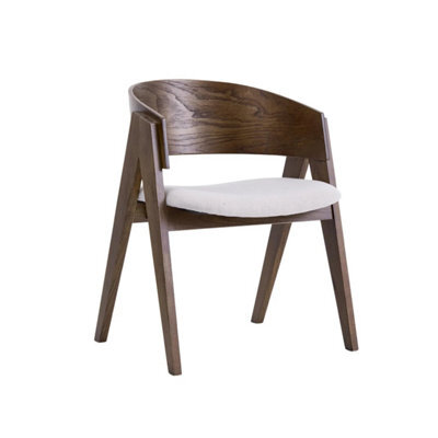 Ardena Light Warm Grey Textured Fabric Dining Chair With Walnut Effect Elm Frame - image 1