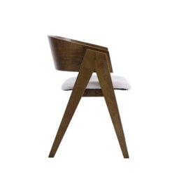 Ardena Light Warm Grey Textured Fabric Dining Chair With Walnut Effect Elm Frame - thumbnail 3