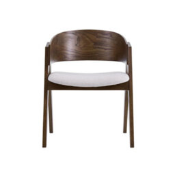 Ardena Light Warm Grey Textured Fabric Dining Chair With Walnut Effect Elm Frame - thumbnail 2