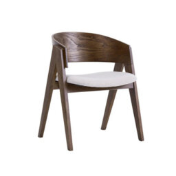 Ardena Light Warm Grey Textured Fabric Dining Chair With Walnut Effect Elm Frame - thumbnail 1