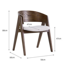 Ardena Light Warm Grey Textured Fabric Dining Chair With Walnut Effect Elm Frame - thumbnail 8