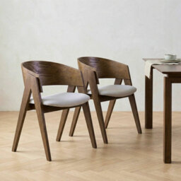 Ardena Light Warm Grey Textured Fabric Dining Chair With Walnut Effect Elm Frame - thumbnail 9